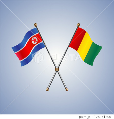 North Korea and Guinea flag. Vector Illustration 128951200