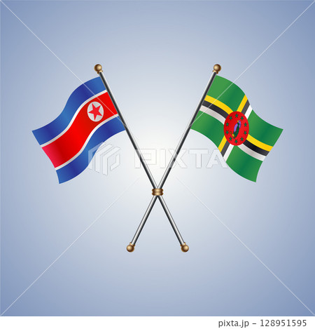 North Korea and Dominica flag. Vector Illustration 128951595
