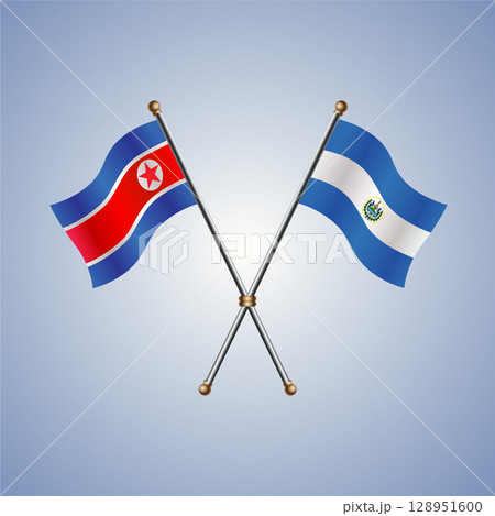 North Korea and El Salvador flag. Vector Illustration 128951600