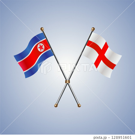 North Korea and England flag. Vector Illustration 128951601