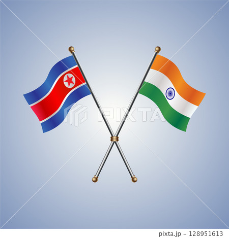 North Korea and India flag. Vector Illustration 128951613