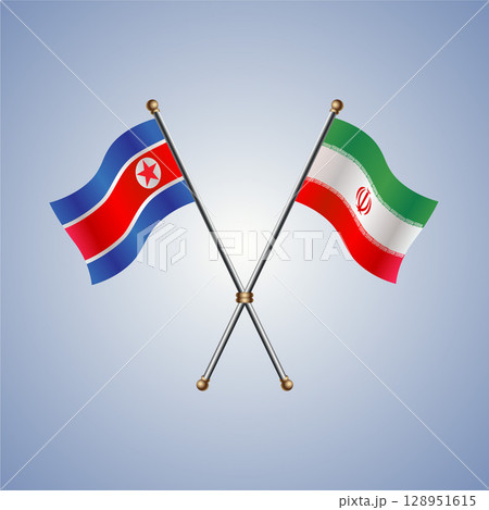 North Korea and Iran flag. Vector Illustration 128951615
