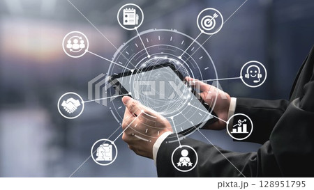 CRM Customer Relationship Management Platform with Data Analytic User Tool Spire 128951795