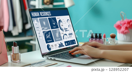 Human resources software on computer screen help employee manage people brisk 128952207