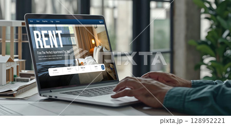 Online Real Estate Rental Search brisk On Computer 128952221