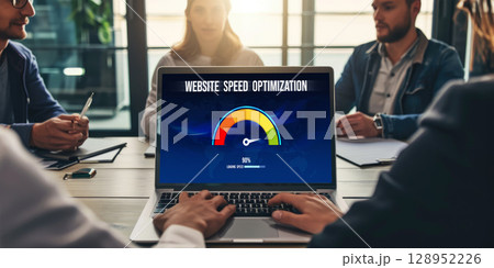 Computer software evaluating website loading speed brisk. 128952226