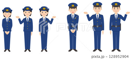警察官男女全身その2 警察官男女全身その2 128952904
