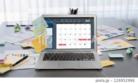 Sticky note for creative and analytic brainstorm with BI data on laptop. Prodigy Sticky note for creative and analytic brainstorm with BI data on laptop. Prodigy 128952998