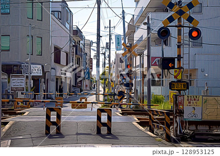 京成金町線、柴又駅手前の踏切 128953125