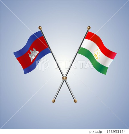 North Korea and Tajikistan flag. Vector Illustration 128953134