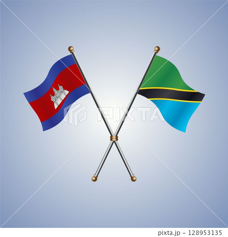 North Korea and Tanzania flag. Vector Illustration 128953135