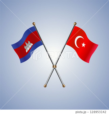 North Korea and Turkey flag. Vector Illustration 128953142