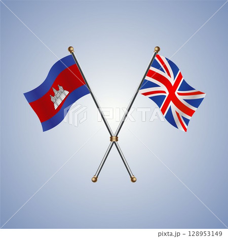 North Korea and United Kingdom flag. Vector Illustration 128953149