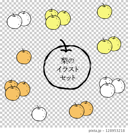 Set of pear illustrations in print style Set of pear illustrations in print style 128953218