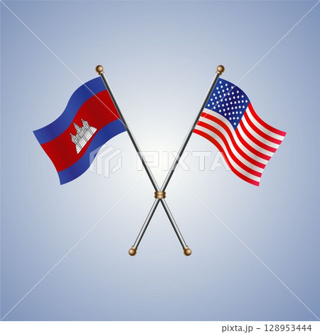 North Korea and United States flag. Vector Illustration 128953444