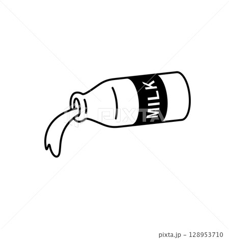 牛乳を注いでいるイラスト 牛乳を注いでいるイラスト 128953710