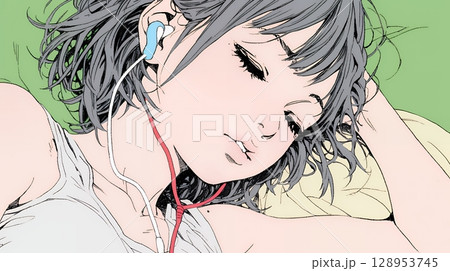幸せそうな寝顔で眠っている若い女性