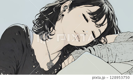 幸せそうな寝顔で眠っている若い女性