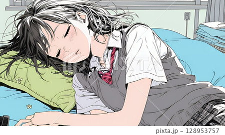 幸せそうな寝顔で眠っている若い女性