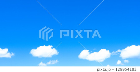 爽やかな青空と白い雲のシンプルな風景 128954183