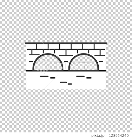 石橋（眼鏡橋）向量圖示（線條畫、單色） 128954240
