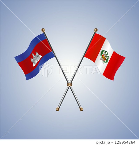 North Korea and Peru flag. Vector Illustration North Korea and Peru flag. Vector Illustration 128954264