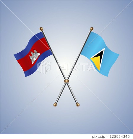 North Korea and ST. Lucia flag. Vector Illustration North Korea and ST. Lucia flag. Vector Illustration 128954346