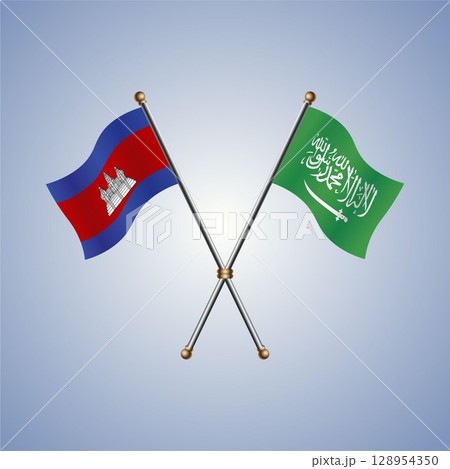 North Korea and Saudi Arabia flag. Vector Illustration North Korea and Saudi Arabia flag. Vector Illustration 128954350