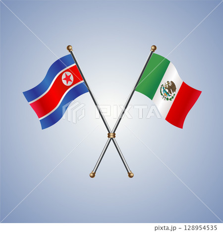 North Korea and Mexico flag. Vector Illustration 128954535