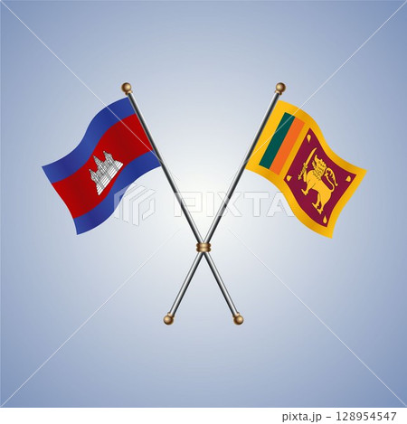 North Korea and Sri Lanka flag. Vector Illustration 128954547
