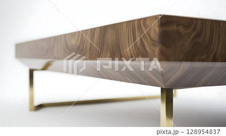 A wooden table with a gold frame 128954837