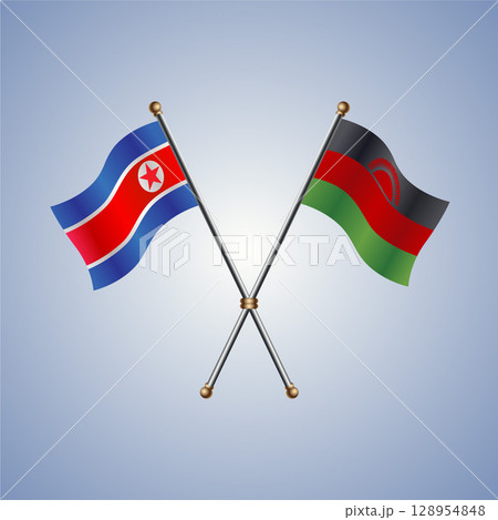 North Korea and Malawi flag. Vector Illustration North Korea and Malawi flag. Vector Illustration 128954848