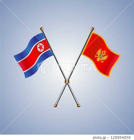 North Korea and Montenegro flag. Vector Illustration 128954850