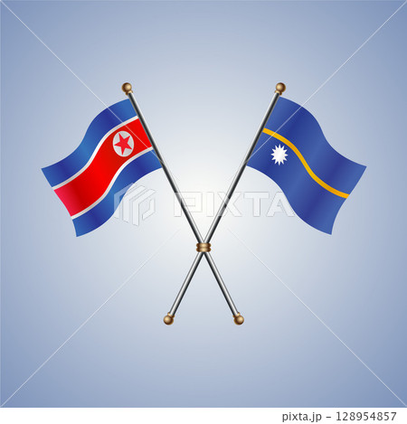North Korea and Nauru flag. Vector Illustration 128954857