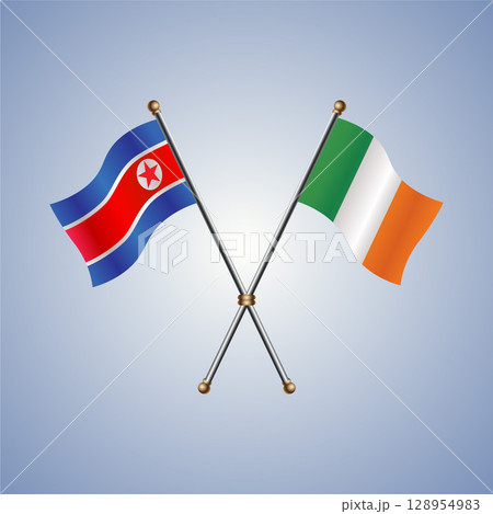North Korea and Ireland flag. Vector Illustration 128954983