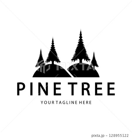 abstract simple pinecone logo pine tree design,for business,badge,emblem,pine plantation,pine wood industry 128955122