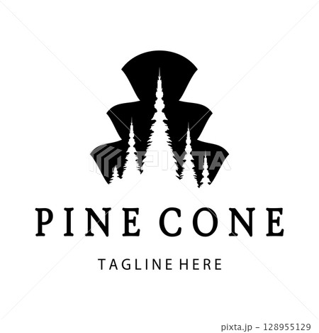 abstract simple pinecone logo pine tree design,for business,badge,emblem,pine plantation,pine wood industry 128955129
