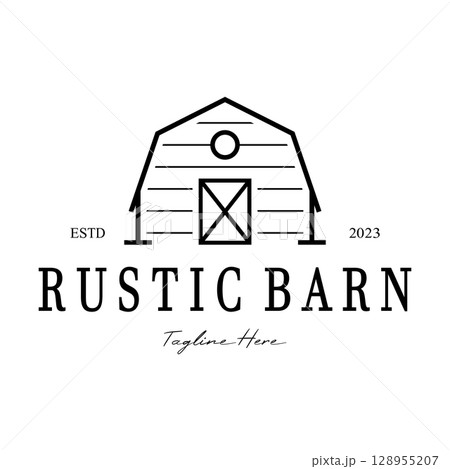Vintage organic farmhouse or barn,warehouse, rustic barn and animal farmhouse logo design. 128955207