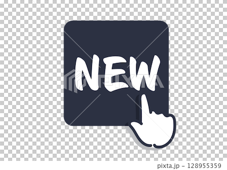 邀請點擊“NEW”圖標，代表新產品和更新訊息 128955359