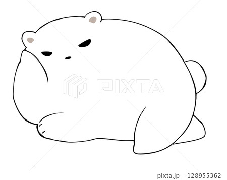 肘をついて寝転がる しろくま 肘をついて寝転がる しろくま 128955362