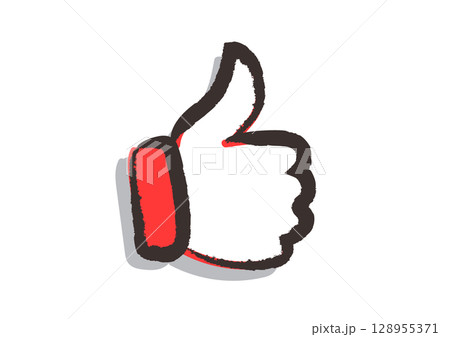 筆で描いた、アイコン「ナイス（好き、賛成、いいね、正、サムズアップ）」 128955371