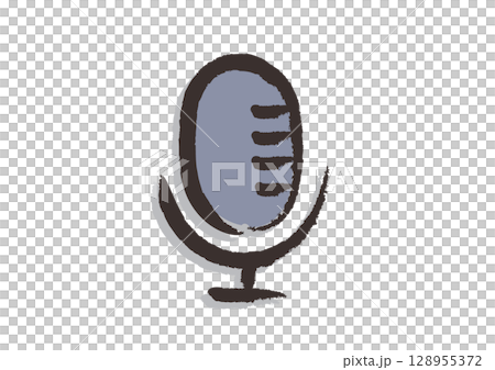 A brush-drawn icon of a microphone (voice, vocals, microphone) 128955372