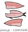 魚の三枚おろしのイラスト（赤身魚／マグロ・サバ対応） 128955696