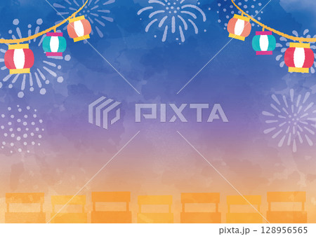 夏祭りの背景イラスト 128956565
