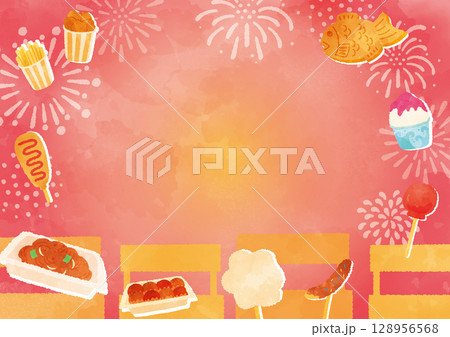 夏祭りの食べ物イラスト背景 128956568