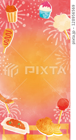 夏祭りの食べ物イラスト背景 128956569