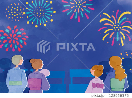 花火大会の背景イラスト 128956576