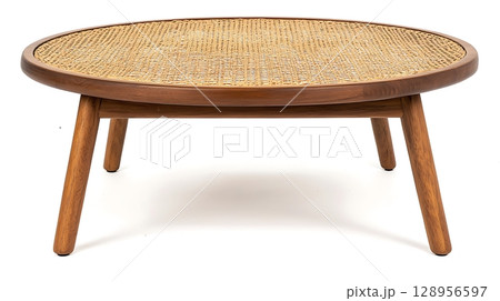 Wooden table with a woven top 128956597