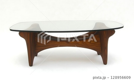 Wooden table with a glass top 128956609