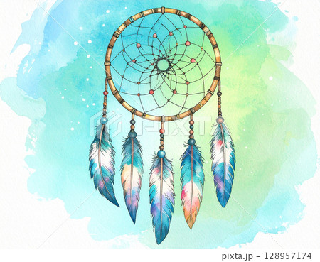 ドリームキャッチャー　生成AI　水彩　アイコン 128957174